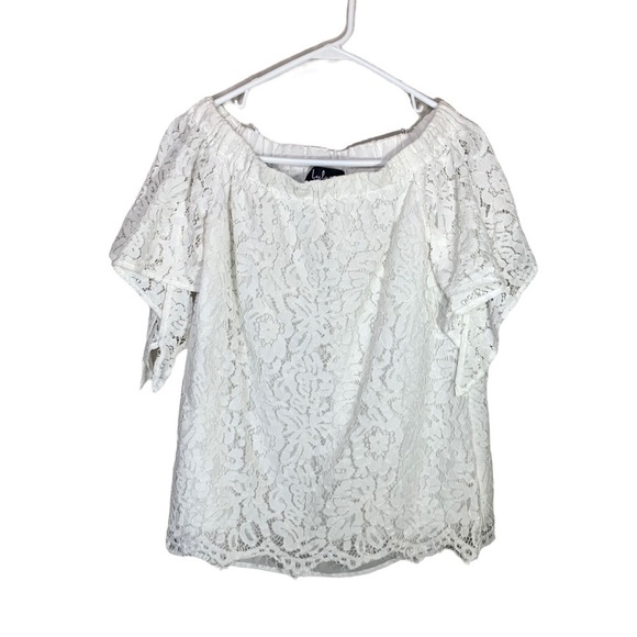 Lulu’s Ethereal View Ivory Lace Off Shoulder Top Medium - Picture 3 of 16